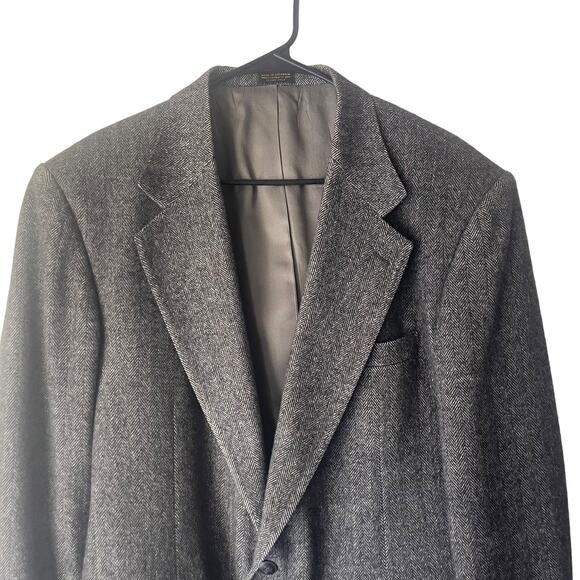 Robert Stock Men's Size 42 Grey Herrington Bone Camel Blend Grey 2 Button Blazer - Picture 2 of 11
